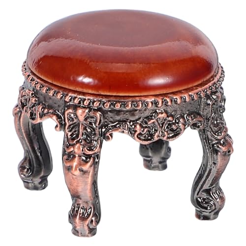 Hohopeti 12 Modelo Decorativo Artesanal de Aleación de Zinc y Madera Taburete Pequeño para Casa de Muñecas Adecuado para Decoración de Escritorio y Jardines en Miniatura Color Aleatorio