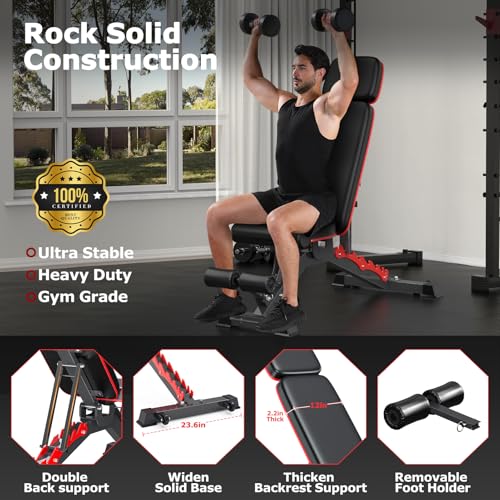 1200LBS Adjustable Weight Bench Press, Heavy-duty Workout Bench for Home Gym, Extra Headrest, Incline Decline strength Training Bench Press for Full Body Workout Extrem Stable - Image 3