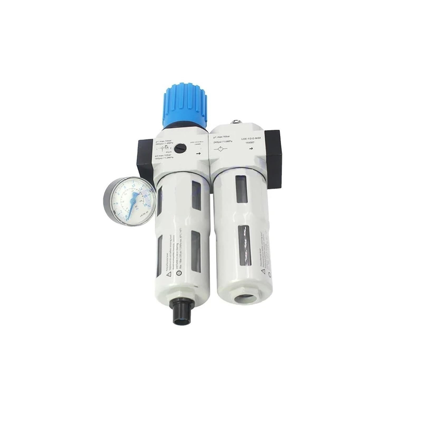 Bigeminy Filtro Regulador FRC-1/4-D-5M-MIDI 186499 3/8 1/2 3/4 Drenaje Automático/Manual y Manómetro Mpa 0.5-12bar(FRC1-2D-5M-MIDI-AMPA)