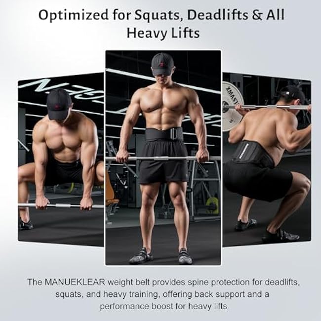 MANUEKLEAR Gym Weight Lifting Belt Weight Lifting Workout Weightlifting Powerlifting Belt for Men Women - 7.5inch - Bodybuilding Fitness Back Support for Cross Training, Squats, Lunges