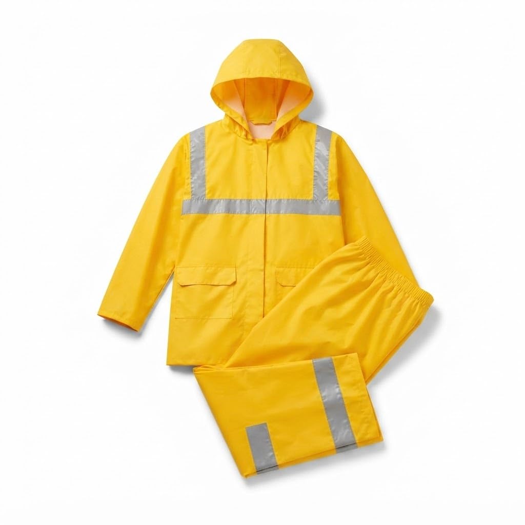 Heavy Duty Waterproof Rain Suit for Men Hooded Jacket & Pant Set with Reflective Strip Reusable Polyester Rainwear for Bike Riding Travel Trekking Camping Outdoor Work-image-48