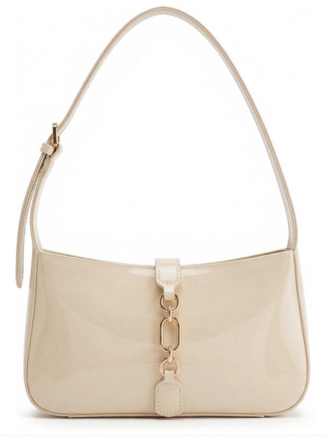 like style Women’s Patent PU Leather Shoulder Bag | Glossy Handbag with Gold-Tone Chain Accent & Magnetic Snap Closure | Stylish Casual Shoulder Purse for Shopping, Brunch & College-picture-45