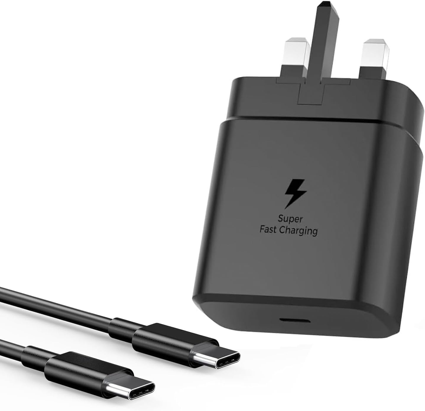45 Watts Fast Charger for Samsung Galaxy Charger Head with Charging Cable, Travel Adapter, Super-Fast Charging (UK Plug with USB Type-C Cable), Black 45 Watts Fast Charger for Samsung Galaxy Charger Head with Charging Cable, Travel Adapter, Super-Fast Charging (UK Plug with USB Type-C Cable), Black