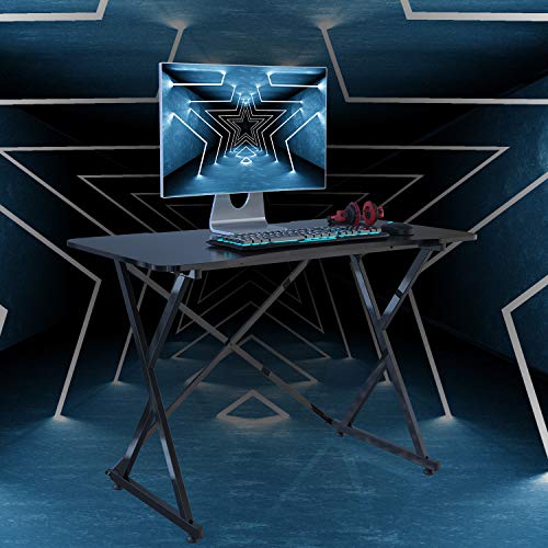 Gaming Desk, Ergonomic Black Home Office Computer Table, Gamer Workstation for PC/Laptop, 43