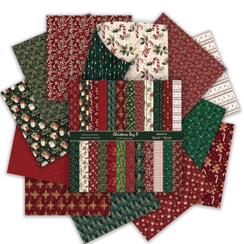 24 Sheets Christmas Scrapbook Pattern Paper Woodland Merry Christmas Double-Sided Plaid Xmas Folded Flat Craft Paper for DIY Card Making Scrapbooking Photo Album 12 Designs 6 x 6 Inch