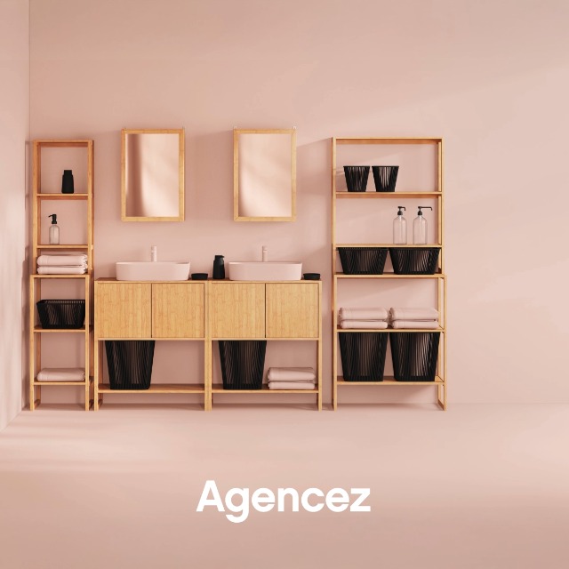 5five Simply Smart - Étagère colonne 4 cases Effet chêne naturel Mix N