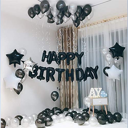 Happy Birthday Banner Balloon, Black Foil Balloon 16 Inch Letters Birthday Party Decorations For Boys Girls Men Women #TOP4