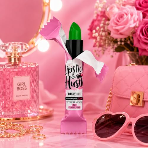 Image of Krayons Cute Pop Matte Lipstick for Women - Shade 305 Magic Pink, India's 1st Twist-Wrap Lip Stick, Long Stay Waterproof Lipstic, Rich Pigmented Daily Wear Matt Lipsticks, 3.5g