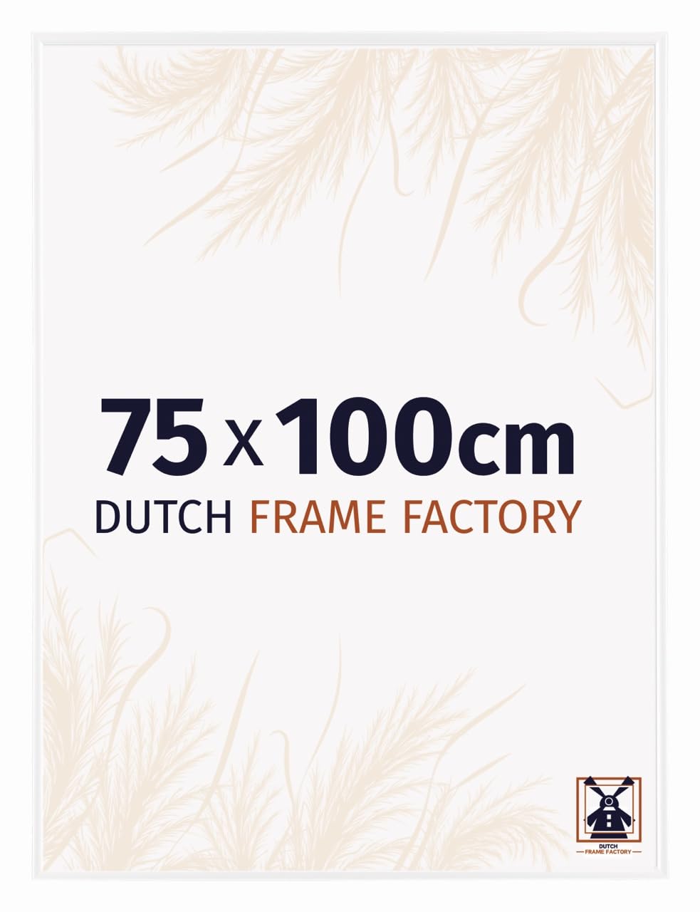 Dutch Frame Factory - Picture frame 75x100 cm - White High Gloss - Plastic Picture frame with Antireflex Acrylic glass - Photo frame 75x100 cm - Easy