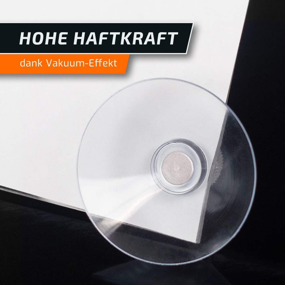 Saugnäpfe Ø 50 mm | M4 Gewinde – Länge 6 mm | V2A Edelstahl | Saugnapf mit Rändelmutter | Saugknopf | Saugnoppen | Ohne Bohren | Made in Germany (Schwarze Rändelschrauben, 100)
