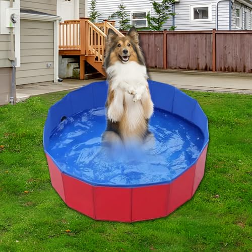 60x20cm Hundepool fur Kleine Hunde Hundebecken Faltbare Schwimmbecken Hund Planschbecken rutschfest Hundebadewanne Swimmingpool mit Ablassventil