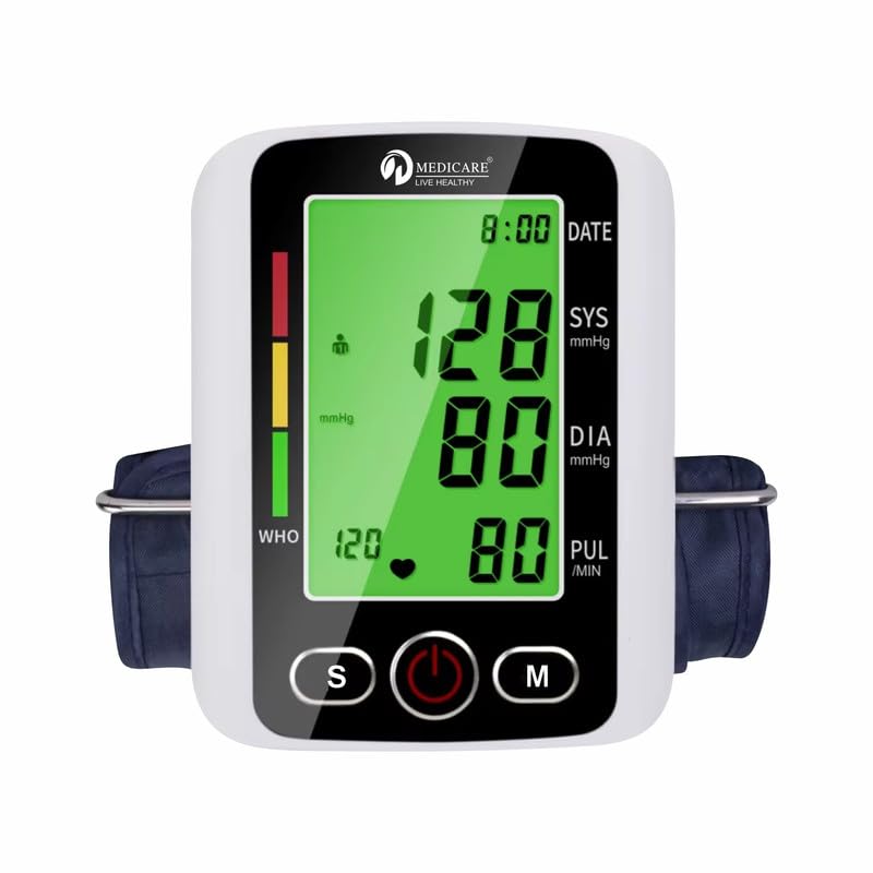 D MEDICARE® Automatic Blood Pressure Monitor DMBP04 | Large Display, Digital BP Machine with Voice, One-Touch Use, Accurate Cuff Sphygmomanometer, Home BP Monitor for Adults, Elderly, Patients