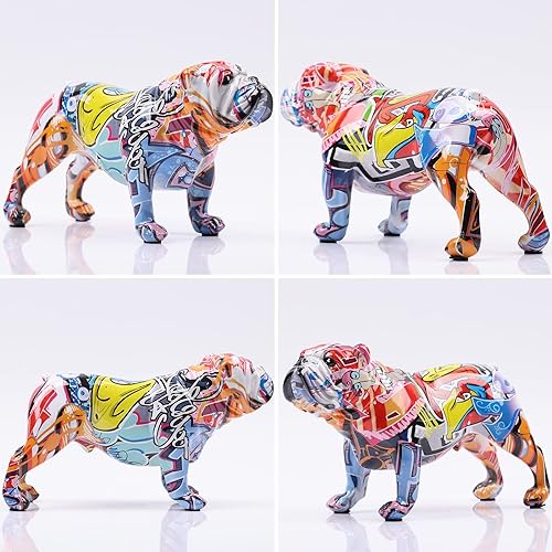 Escultura Bulldog Graffiti de Resina Colorida 6.69 in miniatura 4