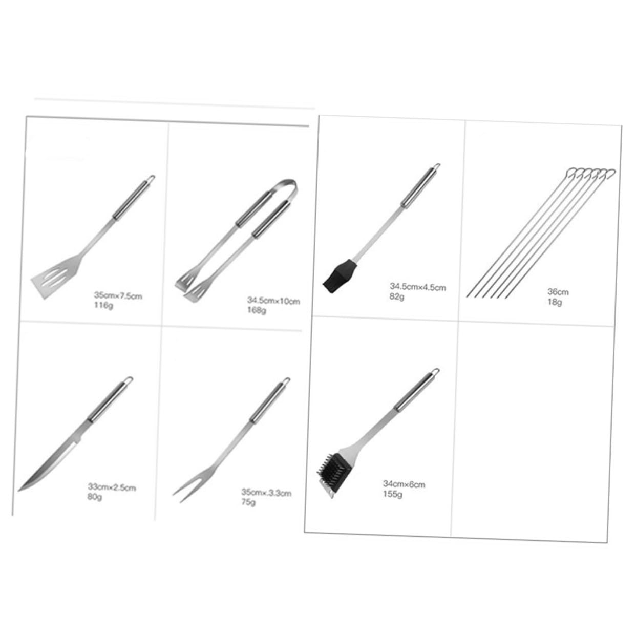 Mobestech 12 Stück Teiliges Edelstahl Bbq Grillbesteck Set mit Tasche Grillspatel Zange Messer Gabel Bürste und Grillzange Praktisches Grillzubehör für Camping Picknick und Outdoor