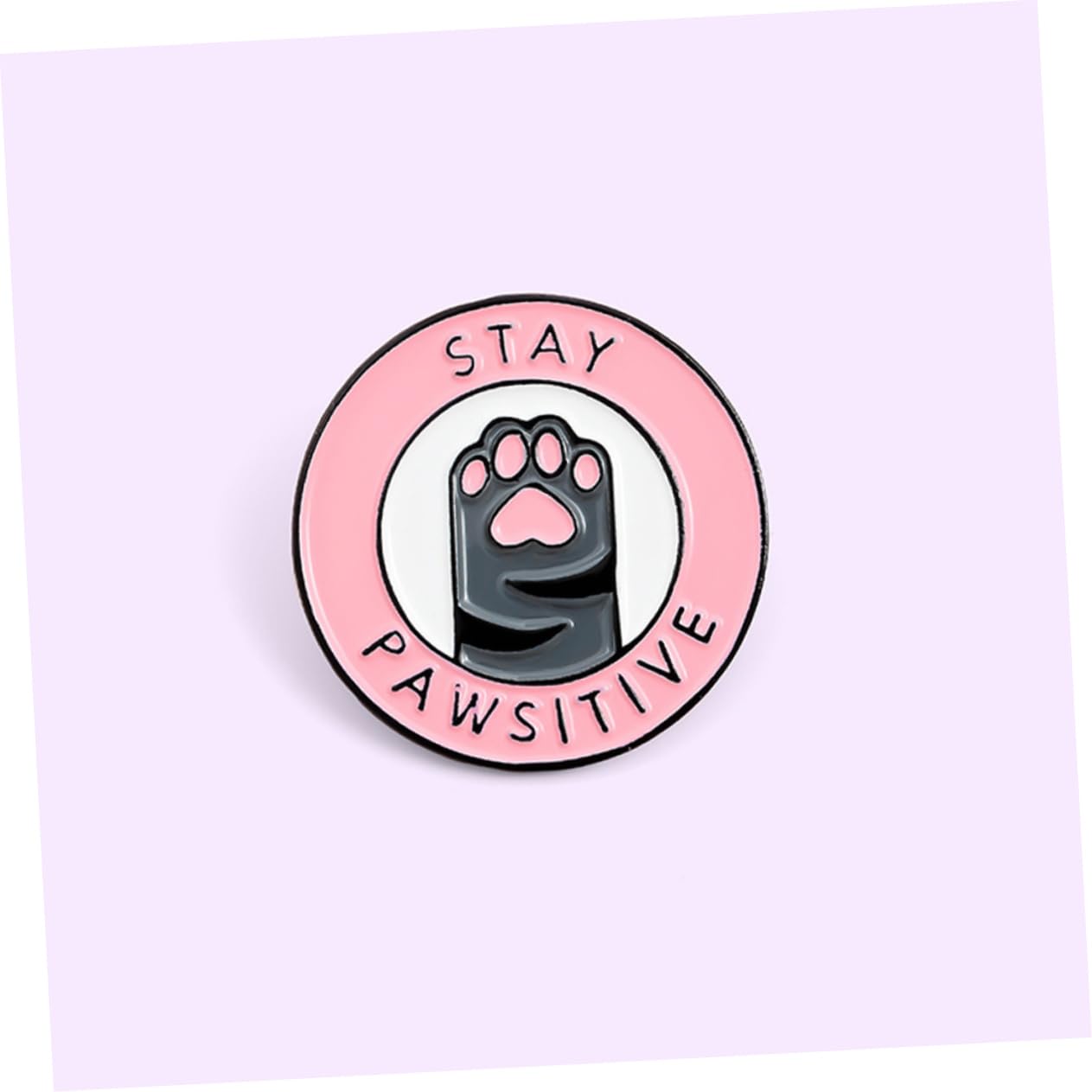Happyyami Broche Chat Patte Ronde 1.18 Pouce Émail Rose Créative Lettre Anglaise Accessoire Mode Pour Vêtements Sac