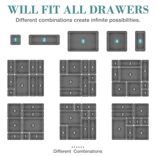 Image of 25 PCS Drawer Organizer Set, 5 Size Bathroom and kitchen organizer Trays