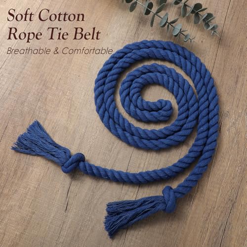 Braided Cotton Waist Rope Tie Belt Versatile Medieval Women Men Long Woven Tassels Belt for Dresses Pants4