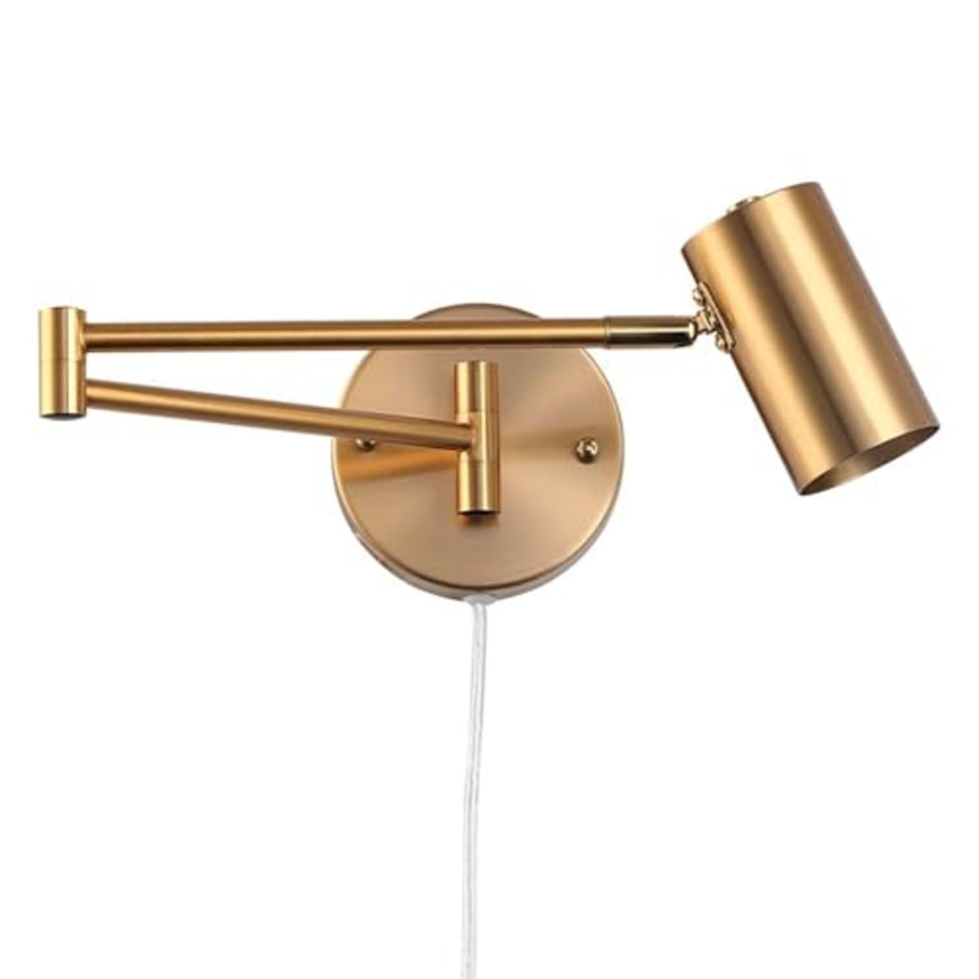 BARCELONA LED aplique de pared con brazo articulado, lámpara de pared dorado cobre estilo vintage industrial, metálico hierro, con cable, enchufe e interruptor, iluminación ajustable