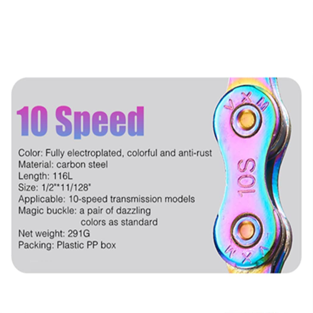 YBEKI Catena per bicicletta colorata in acciaio al carbonio, 10 velocità, resistenza alla trazione 11.500 PSI, 1/2" x 11/128", 116 maglie con 3 attrezzi SRAM PowerLock+, compatibile Shimano/SRAM 6-8