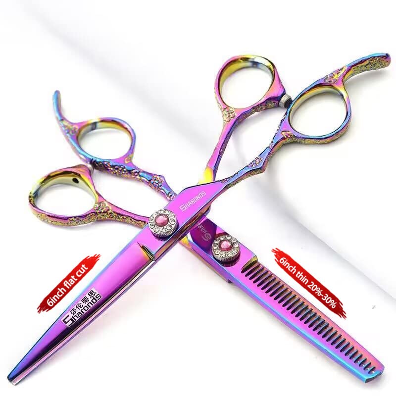 6 Inches Porfessional Left-Handed Hairdressing Scissors Set,Japanese Stainless Steel Hair Cutting Shears for Women & Men (Two-piece Set - Image 2