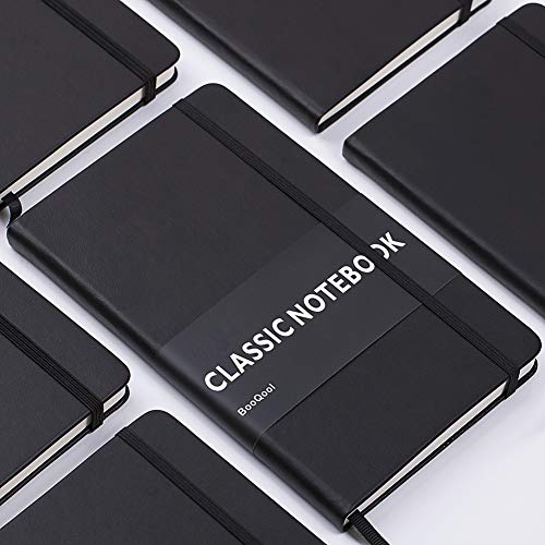 2 Pack Classic Ruled Notebooks/Journals - Premium Thick Paper Faux Leather Writing Notebook, Black, Hard Cover, Large, Lined (5.4 x 8.3)