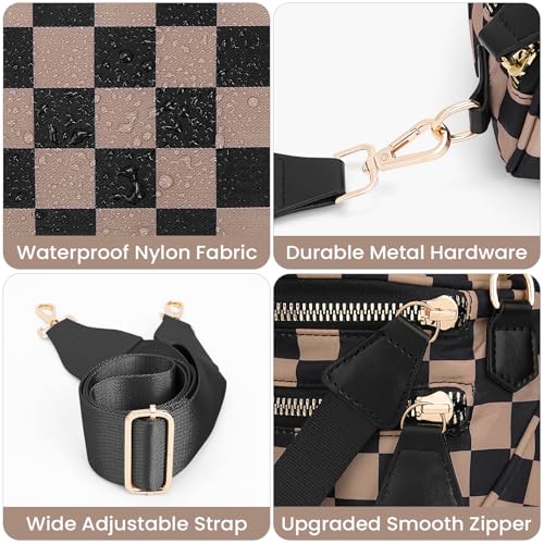 Image of Lushandy Bum Bag Checkered Crossbody Bag Mom Everyday Purse | Roomy Space, Wipe Clean, Wide Strap