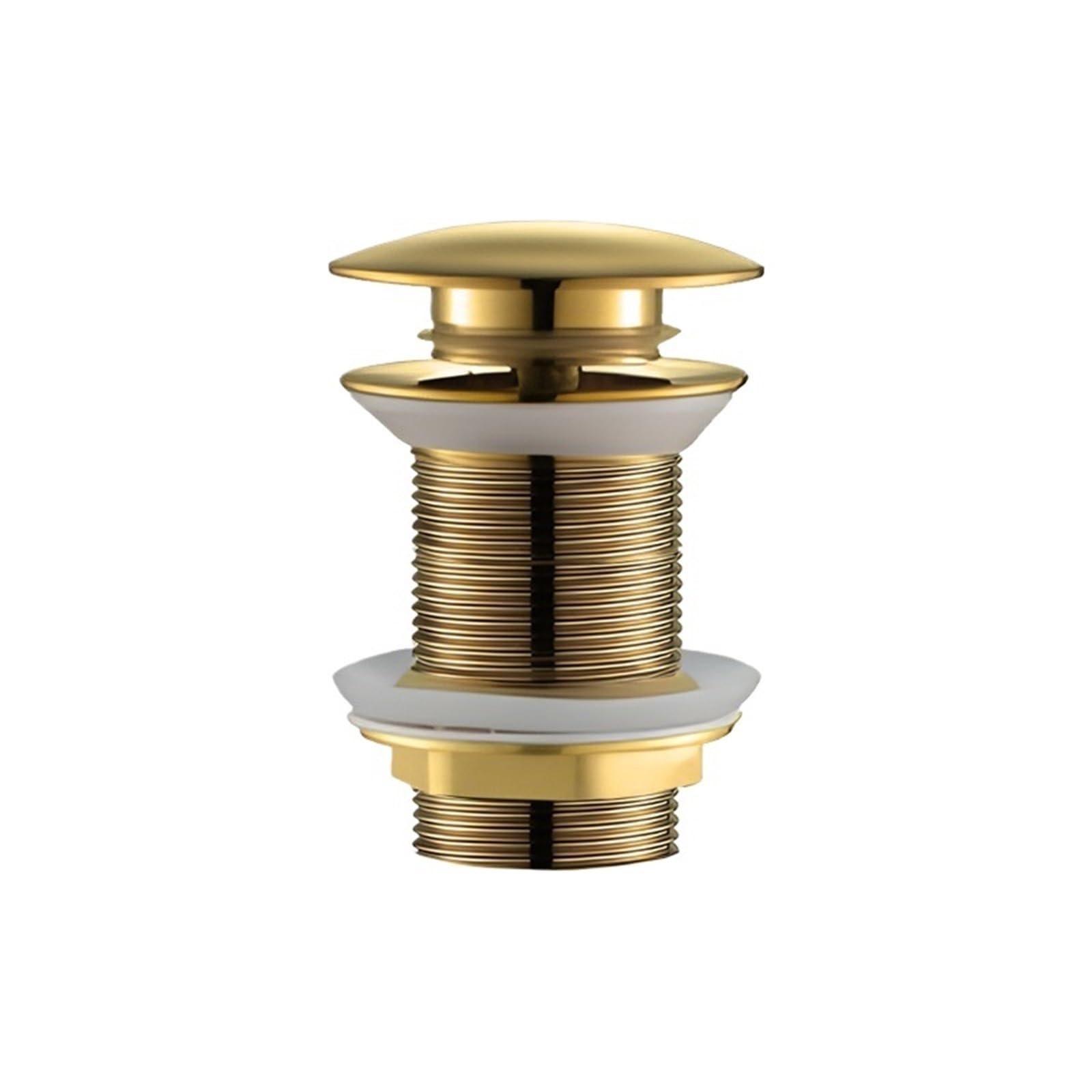 Sink Plug Black Gold Basin Sink Drainer Corrosion Resistant Pop Up Push Button Waste Trap With Overflow Kitchen Bath Drain Stopper No Hole(Gold No Hole)