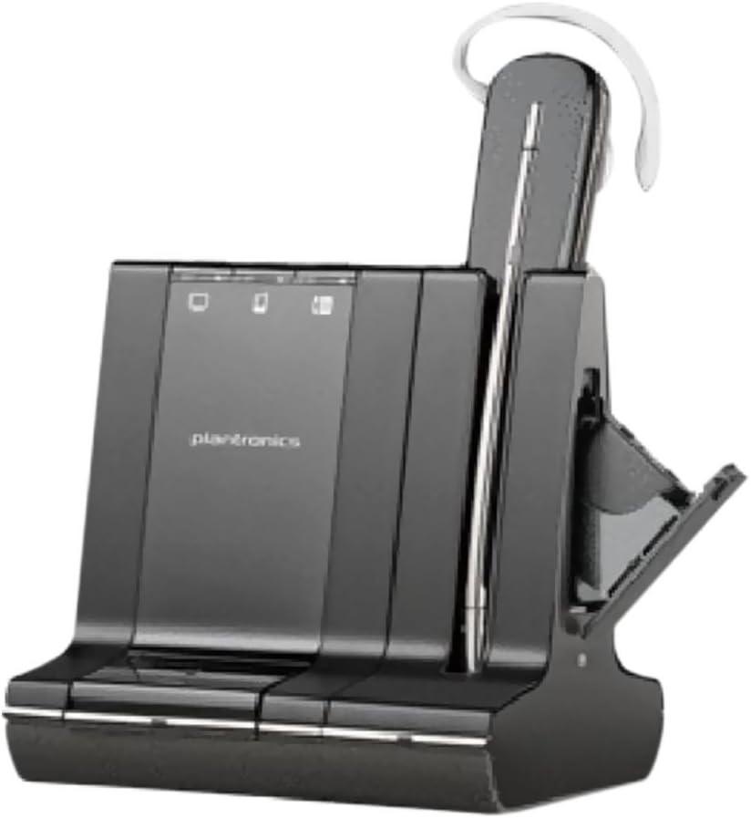 plantronics Savi W745 Wireless Office Headset System With Spare Battery (Renewed)