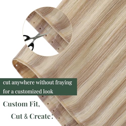 Image of Ugeat 80G Butterfly Weft Hair Extensions Highlight Human Hair Butterfly Weft Extensions Golden Blonde Mix Light Blonde Highlight Butterfly Wefts Human Extension Add Volume 16 Inch