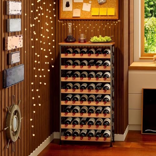 Soporte para Botellas de Vino con Marco Metálico y Madera Acacia miniatura 1