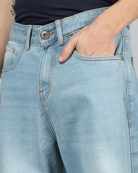 Image of M Q Denim Men Loose Fit Denim Jeans | Whisker Spray | Mid Rise & Pure Cotton | Daily Casual Wear