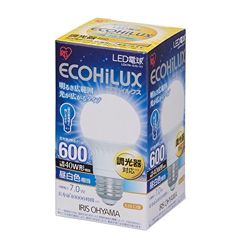 アイリスオーヤマ LED電球 調光器対応 口金直径26mm 40W形相当 昼白色 広配光タイプ 密閉形器具対応 エコハイルクス LDA7N-G/D-V1
