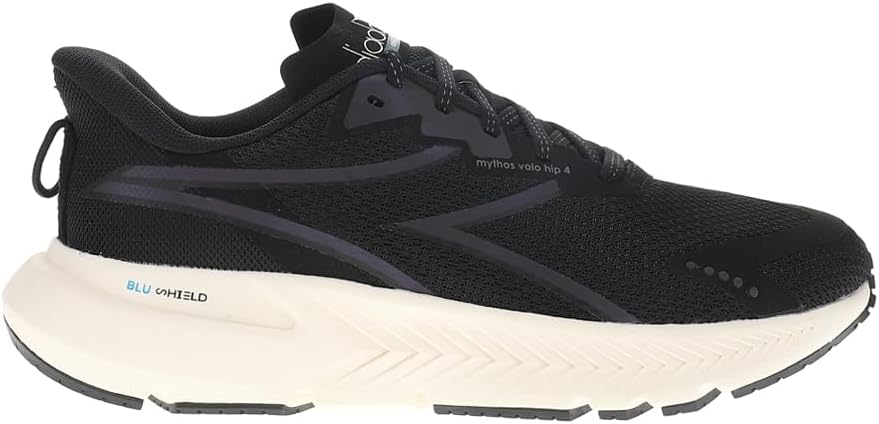 Diadora Womens Mythos Blushield Volo 4 Hip Running Sneakers Shoes - Black, Off White