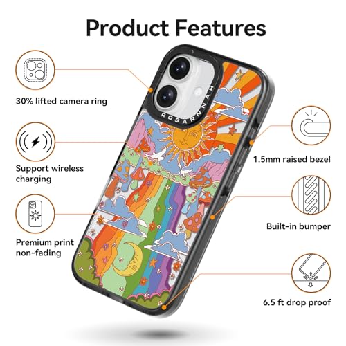 Coque iPhone 16 antichoc évitez les vitres brisées avec le style Rosarnnah