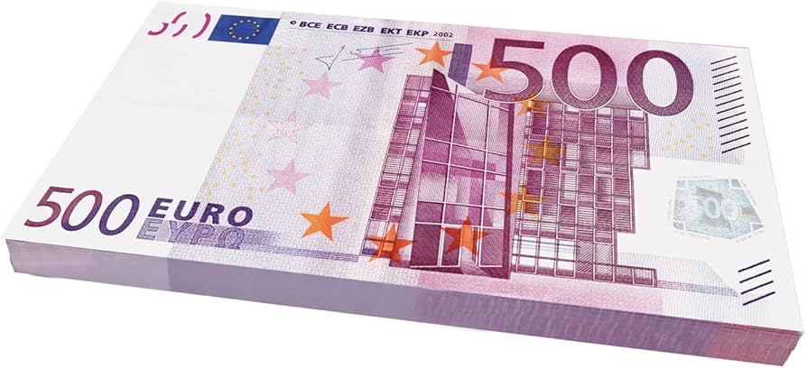Fake Money Euro Bills, Prop Money Dollars | UK Company | 100 Notes | for Movies, Advertising, Play, Party, Supreme, Gun, Fancy Dress, Casino Games (500 Euro)