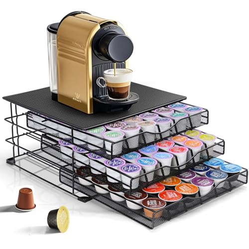 Eukue Porte Capsule pour Dolce Gusto 108 PCs, 3 Tiroirs à Capsules Rangement avec Support Métal,...