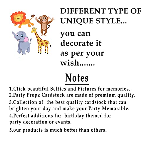 Image of Party Propz Jungle Theme Birthday Decoration Combo - Pack of 64 Pcs | Animal Theme Birthday Party Decorations With Led Light, 30 - 32ft Animals Safari Forest Foil Balloons (Cardstocks)