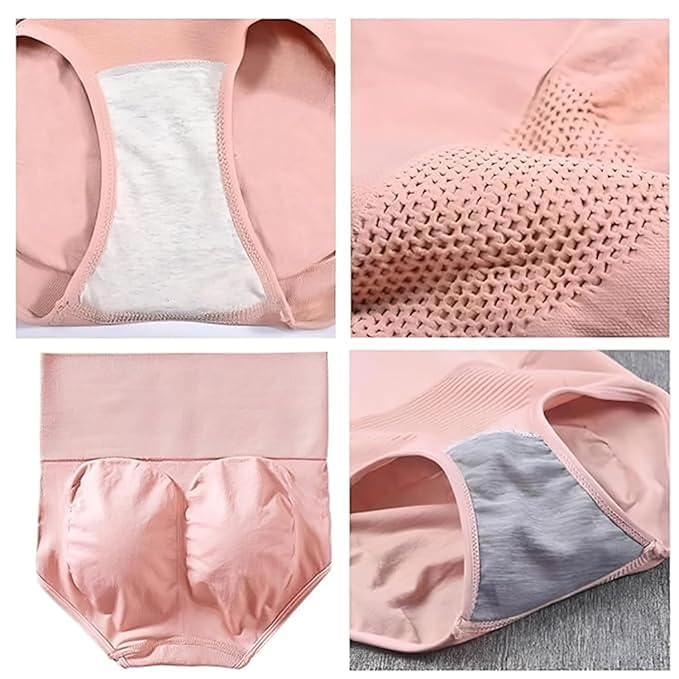 Image of High Waist Women's Shapewear Panty with Seamless Design and Textured Fabric Panels