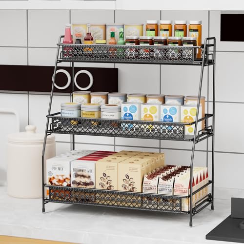 Bridgify Black Alloy Steel Countertop Organizer, 15.94 inches, Kitchen & Bathroom Spice Rack, Makeup & Skincare Storage, 3 Tiered Shelves - Cosy Home Interiors Bridgify Black Alloy Steel Countertop Organizer, 15.94 inches, Kitchen & Bathroom Spice Rack, Makeup & Skincare Storage, 3 Tiered Shelves - Image 2