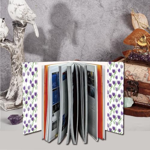 CRASPIRE A5 Tulip Book Sleeve Covers for Textbook Paperback Newspaper Print Hardcover Sleeves 12.4x8.8Inch Books Label Strap Textbook Jackets Washable Hardcover Classroom - Image 4