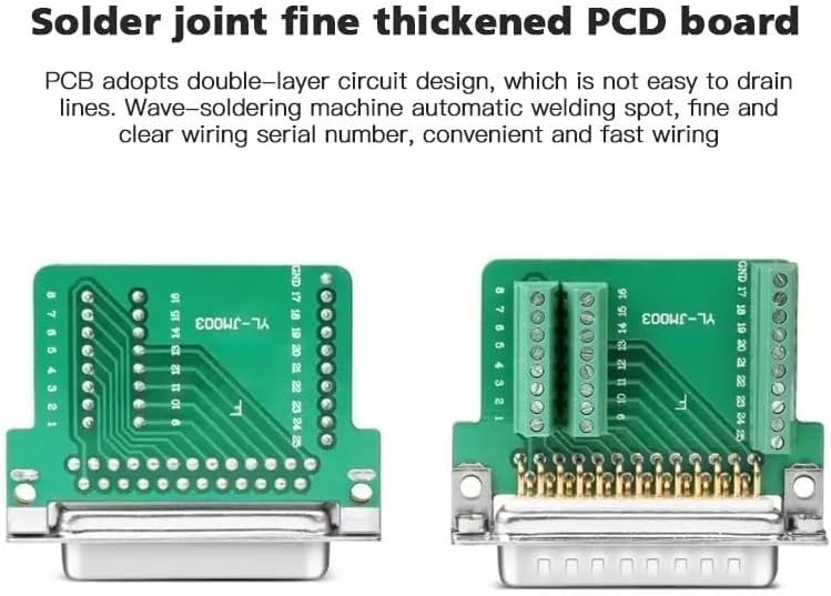 DB25 Solderless Plug Industrial 2-Row Copper 25-pin Male Female Serial Port Adapter D-sub Breakout Terminal Connector(SMS)