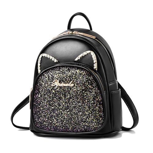 Mini sac à dos femme chat en cuir synthétique romantique