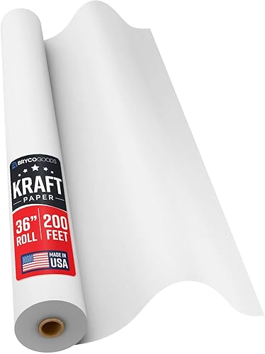 Miniatura 23 de Bryco Goods Rollo de papel kraft – 18 pulgadas x 75 pies (900 pulgadas) – Paquete de 2 – Papel de caballete blanco para dibujar, pintura, artes