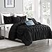 Elegant Comfort 12-Piece Bed-in-a-Bag, Ella Pleated Ruched Pintuck Comforter Set, 6-Piece Sheet Set Featuring Smart Pockets, Matching Decorative Pillows, All Season Bedding, Full, Black