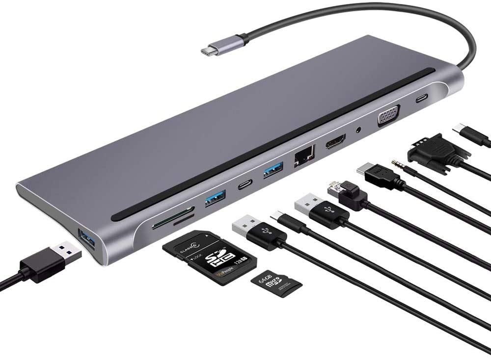 Etzin USB C Hub, Type C Hub, 11-in-1 Adapter with Ethernet, 4K USB C to HDMI, VGA, 2 USB3.0-image-18