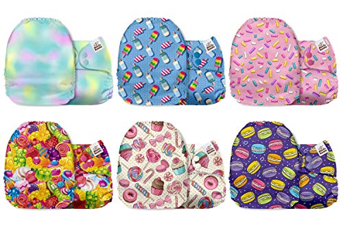 Mama Koala Cloth Diapers for Babies Reusable, Washable 6 Pack Pocket Cloth Diapers with 6 Microfiber Diaper Inserts (Sugary Sweet)