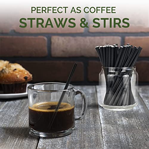 Small Black Paper Straws for Cocktails Coffee & Short Drinks - 14.6 x 0.6 cm, Pack of 500 - 100% Biodegradable and Compostable - Image 3