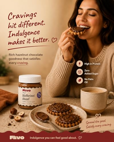 Image of Flivo Chocolate Hazelnut Spread 250g | No Palm Oil | No Added Sugar | Naturally Sweetened with Monk Fruit | 62g High Protein Snack Spread | No Stabilizers |