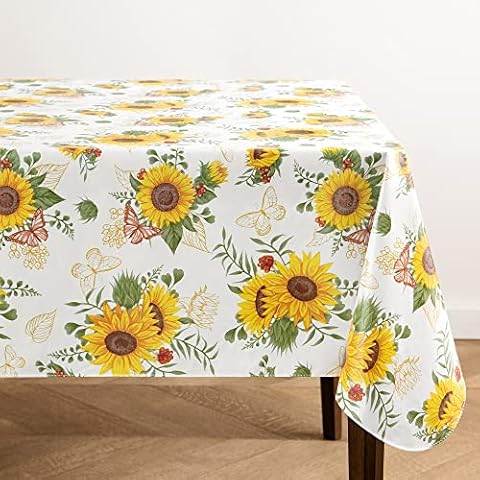 Elrene Sunflower Vintage Floral Tablecloth Cover