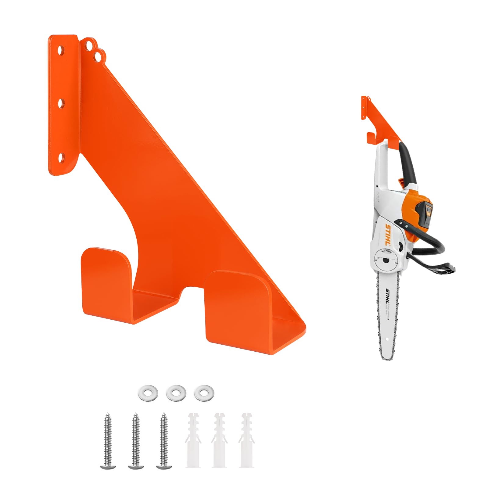Eliphontowne 1 Pc Wall Mount Chainsaw Holder - Orange Garage Chain Saw Storage Bracket, Heavy Duty Wall Chainsaw Hooks, Chainsaw Ladder Hooks Suitable For Stihl Series Chainsaws